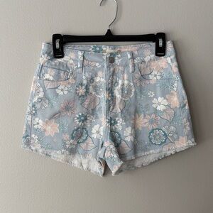 Altar’d State Floral Women's Jean Shorts - Blue and Pink